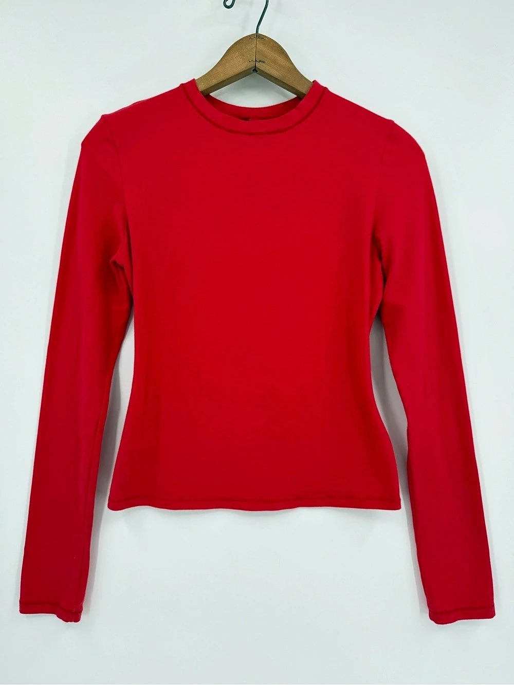 SKIMS Cotton Jersey Long Sleeve T-Shirt Red Medium